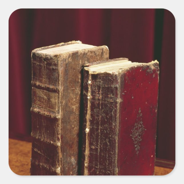 Pegatina Cuadrada Biblias pertenecientes a Lord Byron y Augusta Leig (Anverso)
