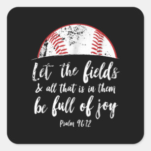 Pegatina Cuadrada Bíblica de béisbol Verse Cute Salmo Cristiano 96