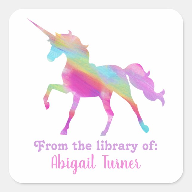 Pegatina Cuadrada Biblioteca de la Pila de Libros (Anverso)