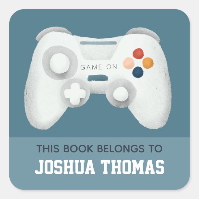 Pegatina Cuadrada Biblioteca de la placa de biblioteca para niños co (Anverso)