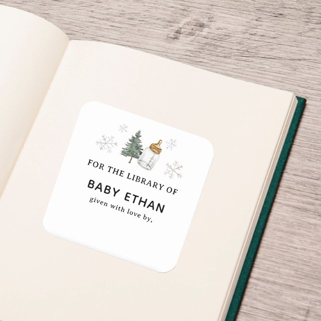 Pegatina Cuadrada Biblioteca de libros para baby shower de Winter Mo (Subido por el creador)