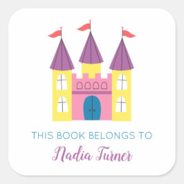 Pegatina Cuadrada Biblioteca del Castillo de Princess