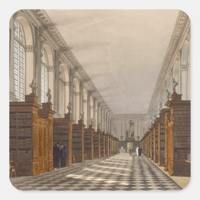 Pegatina Cuadrada Biblioteca del Colegio Interior de Trinity College (Anverso)
