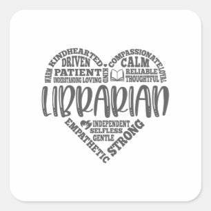 Pegatina Cuadrada Bibliotecario, biblioteca, libro, libros