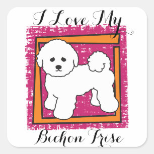 PEGATINA CUADRADA BICHON FRISE