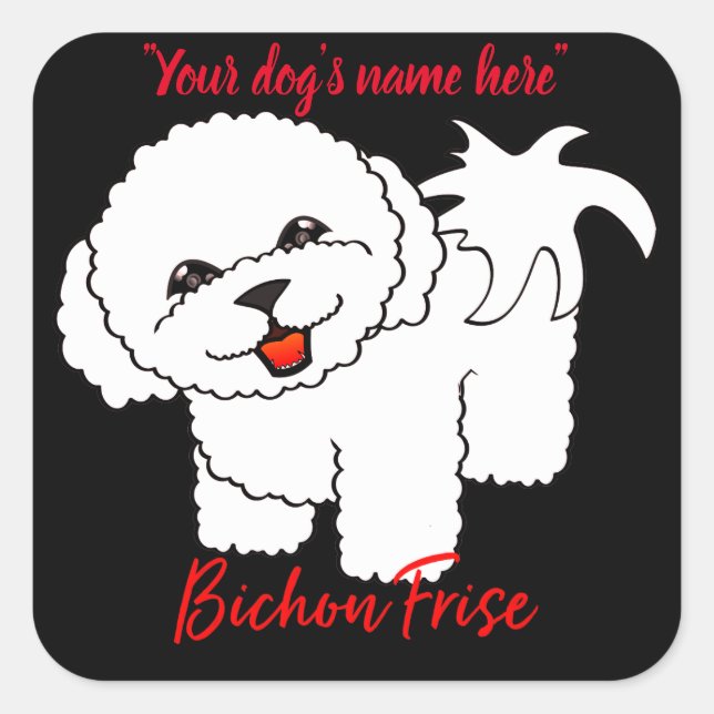 Pegatina Cuadrada Bichon Frise (Anverso)