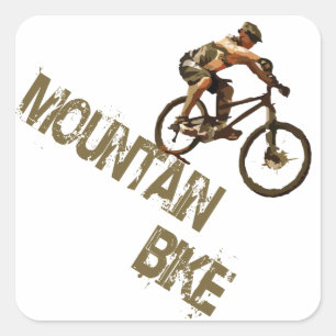 Pegatina Cuadrada Bicicleta de montaña