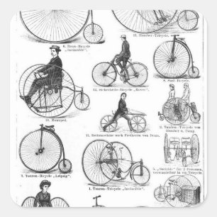 Pegatina Cuadrada Bicicleta de rueda alta Penny Farthing