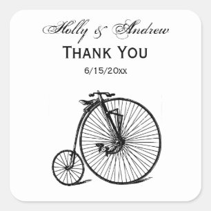 Pegatina Cuadrada Bicicleta de velocípedo vintage Penny Farthing