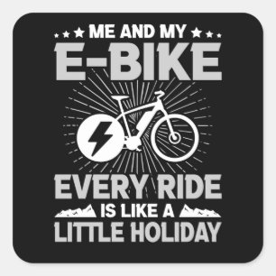Pegatina Cuadrada Bicicleta electrónica en cada viaje ciclistas eléc