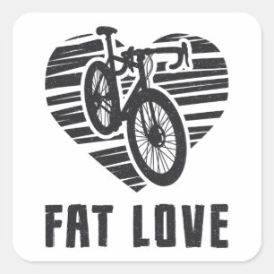 Pegatina Cuadrada Bicicleta Grasa Fat Love Bike Ciclismo MTB Fatbike
