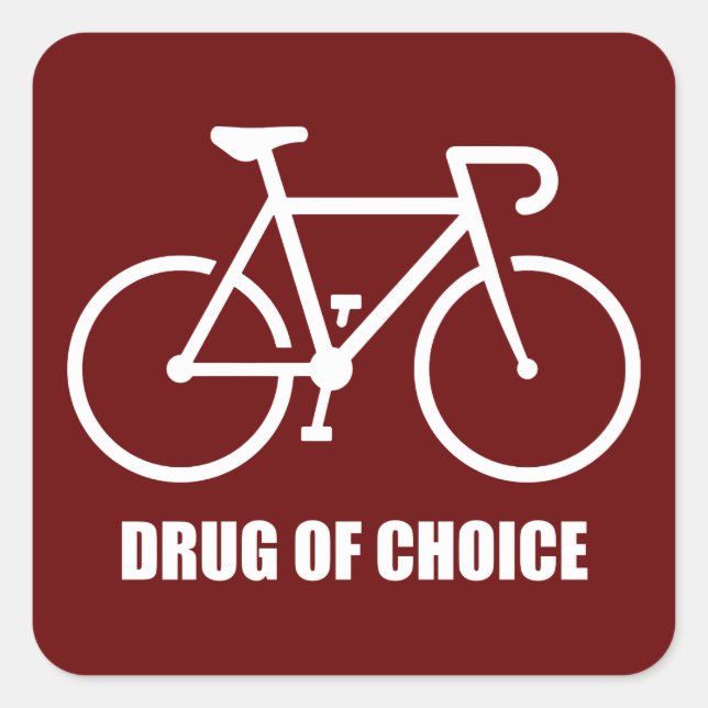 Pegatina Cuadrada Bicicleta, Medicamento De Elección (Anverso)