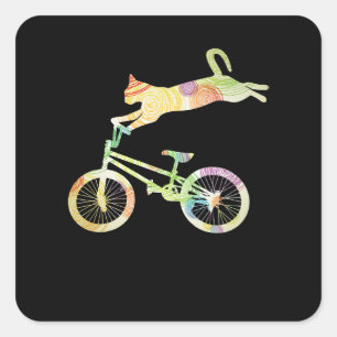 Pegatina Cuadrada Bicicleta para gatos - Tu colección de regalos