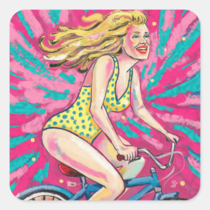 Pegatina Cuadrada Bicicleta rota