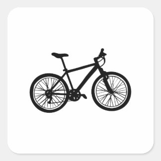 Pegatina Cuadrada Bicicleta simple dibujada a mano en blanco y negro