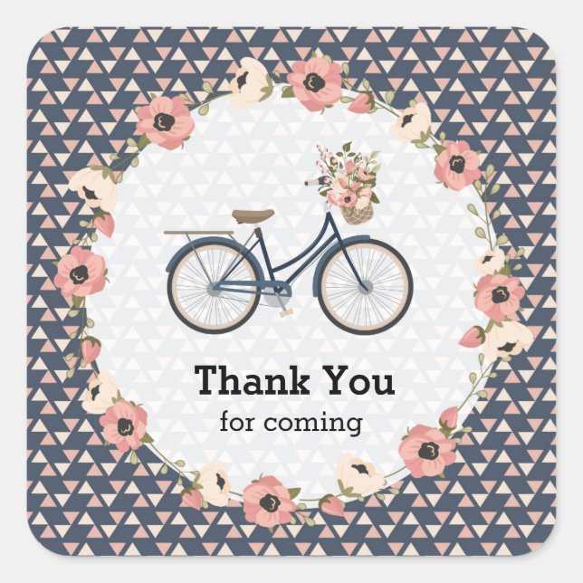 Pegatina Cuadrada Bicicleta Tribal (Anverso)