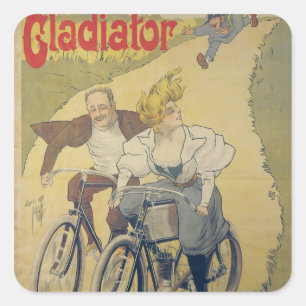 Pegatina Cuadrada Bicicletas del gladiador de la publicidad de