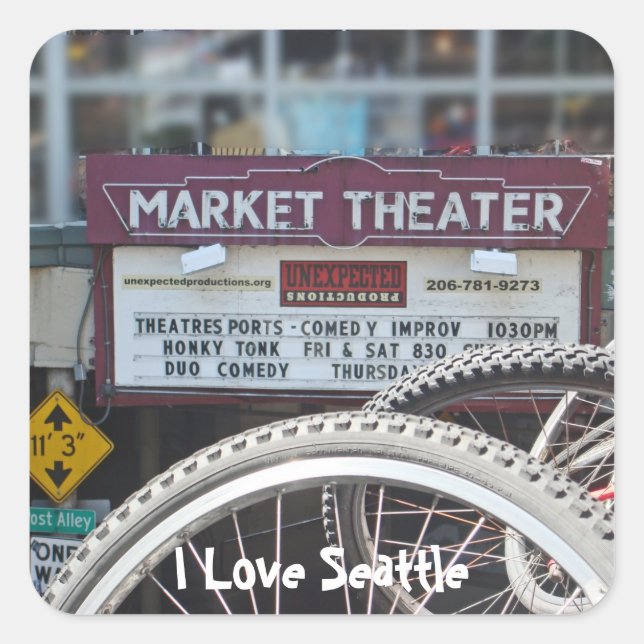 Pegatina Cuadrada Bicicletas en el teatro (Anverso)