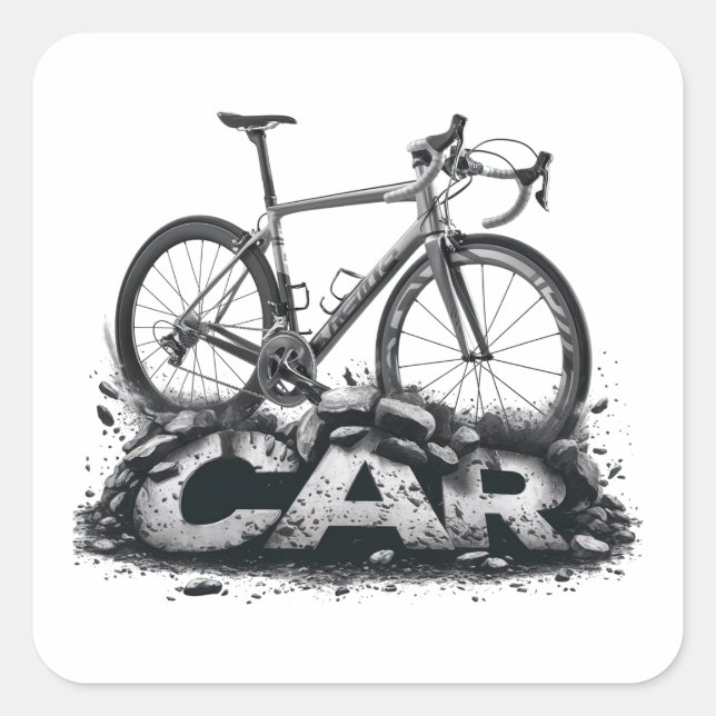 Pegatina Cuadrada Bicicletas por coches (Anverso)