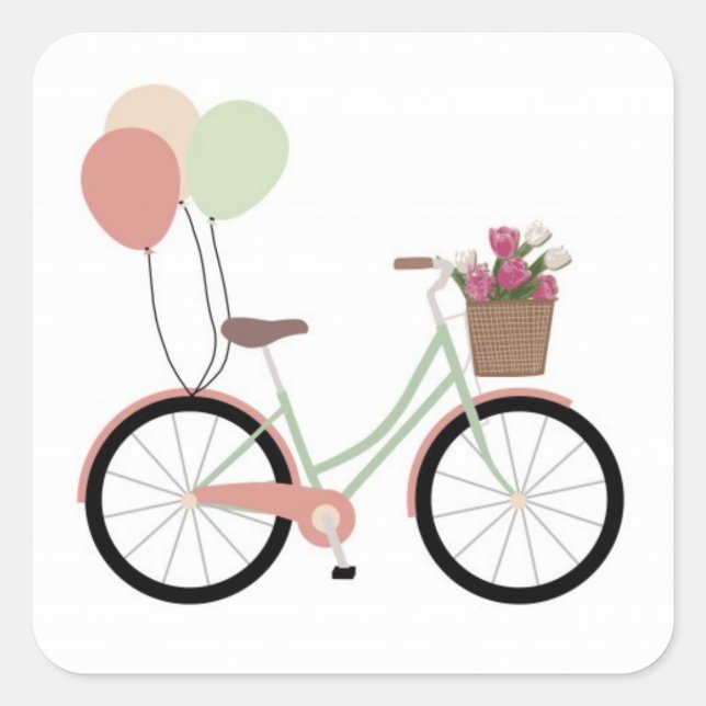PEGATINA CUADRADA *BICYCLE WITH BALLOONS* STICKER (Anverso)
