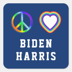 Pegatina Cuadrada Biden Harris Peace Love