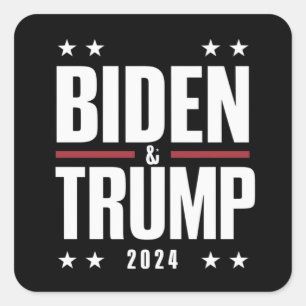 Pegatina Cuadrada Biden Trump 2024 Divertida Elección Presidencial V