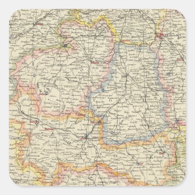 Pegatina Cuadrada Bielorrusia y Ucrania (Anverso)