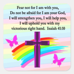 PEGATINA CUADRADA BIEN DISEÑO VERSO DE ISAIAH 41:10