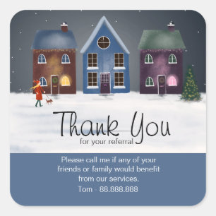 Pegatina Cuadrada Bienes Raíces Gracias fila de casas