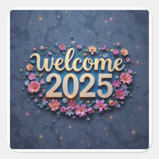 Pegatina Cuadrada Bienvenida 2025