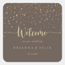 Bienvenida a Boda Gold Confetti Brown