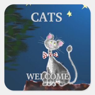 Pegatina Cuadrada Bienvenida a los gatos