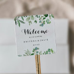 Pegatina Cuadrada Bienvenida Boda de la caligrafía de Eucalyptus<br><div class="desc">Este pegatina cuadrado de bienvenida boda de caligrafía eucaliptos verde es perfecto para un boda moderno. El diseño presenta hermosas hojas verdes de eucalipto pintadas a mano, ensambladas en bonitos ramos para embellecer tu evento. Estas etiquetas son perfectas para los bolsos de bienvenida de los huéspedes del hotel y las...</div>