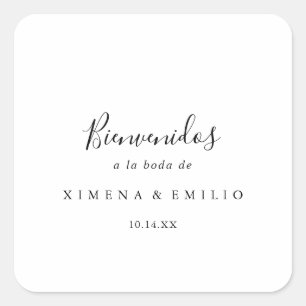 Pegatina Cuadrada Bienvenida de Boda Española