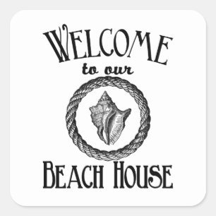 Pegatina Cuadrada Bienvenida de cosecha en nuestra casa de playa con