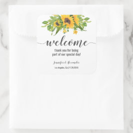 Pegatina Cuadrada Bienvenida de los Sunflower