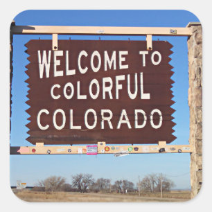 Pegatina Cuadrada Bienvenido a Colorado Colorido