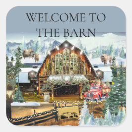 Pegatina Cuadrada Bienvenido al Barn Sticker Invierno/Navidad
