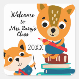 Pegatina Cuadrada Bienvenido al profesor de clase