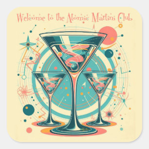 Pegatina Cuadrada Bienvenido al Triple Play del Club Atomic Martini