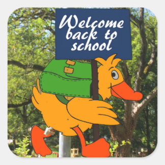 Pegatina Cuadrada Bienvenido de vuelta a la escuela