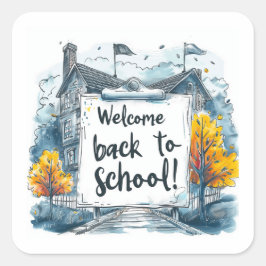 Pegatina Cuadrada ¡Bienvenido de vuelta a la escuela!