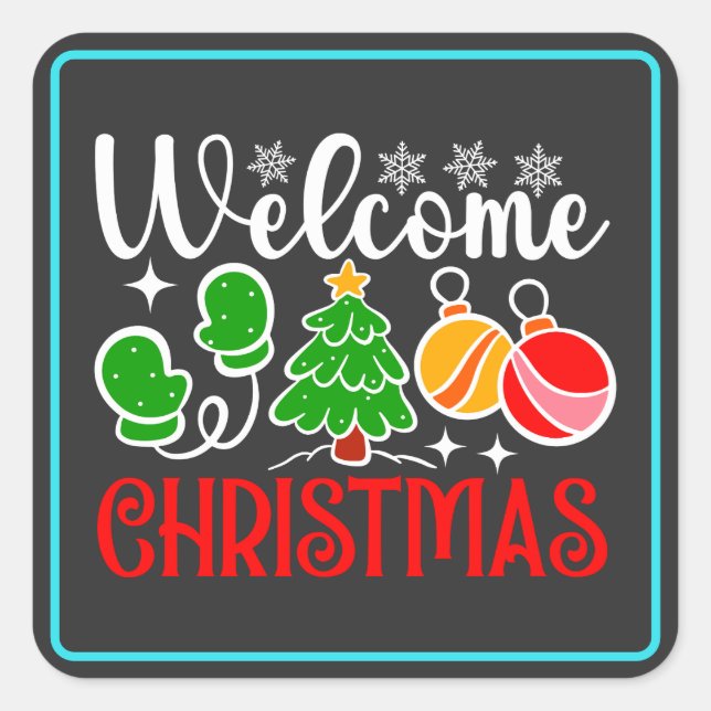 Pegatina Cuadrada Bienvenido Navidad-63758 (Anverso)