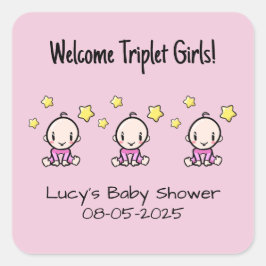 Pegatina Cuadrada ¡Bienvenido Triplet Chicas!, Personalizado Triplet