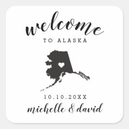 Pegatina Cuadrada Bienvenidos a Alaska | Favor del personalizado Bod