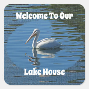 Pegatina Cuadrada Bienvenidos a Casa de Aves Silvestres en Lake Hous