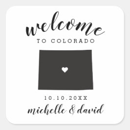 Pegatina Cuadrada Bienvenidos a Colorado | Boda personalizado favor