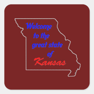 Pegatina Cuadrada Bienvenidos a Kansas (Misuri)