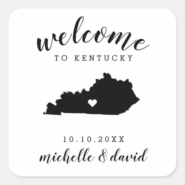 Pegatina Cuadrada Bienvenidos a Kentucky | Favor del personalizado B (Anverso)
