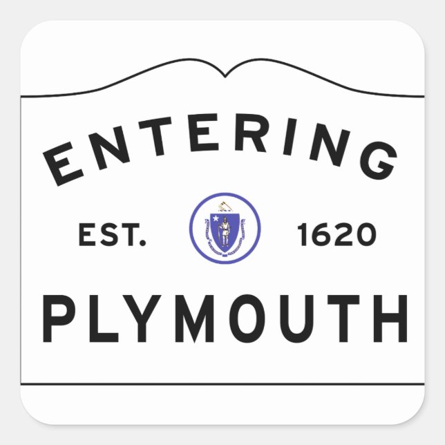 Pegatina Cuadrada Bienvenidos a la ciudad de las MAMÁES Plymouth (Anverso)